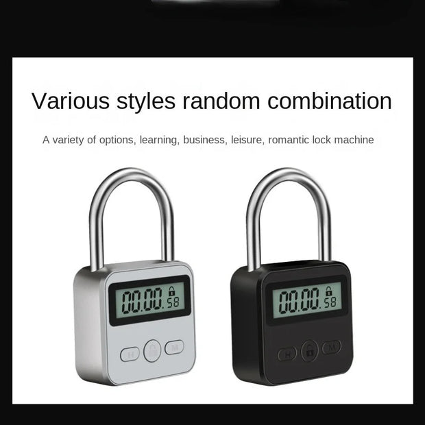 Smart Display Waterproof USB Rechargeable Travel Electronic Temporary Timer Padlock