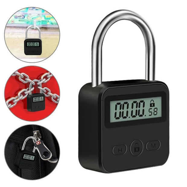Smart Display Waterproof USB Rechargeable Travel Electronic Temporary Timer Padlock