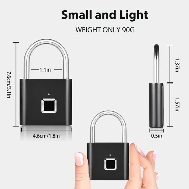Smart Fingerprint Identification Lock,USB Rechargeable,Suitable For School Lockers,Luggage