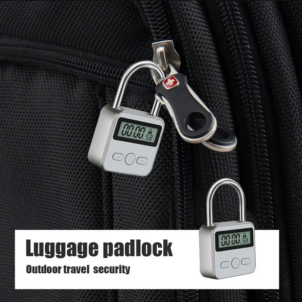Smart Display Waterproof USB Rechargeable Travel Electronic Temporary Timer Padlock