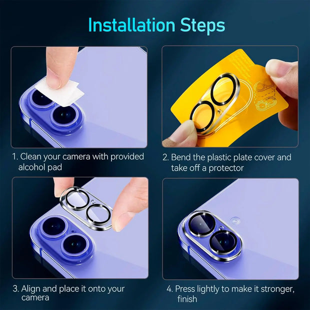 4PCS Camera Lens  Tempered screen Protection Cover for iPhone 16 Plus Pro  Film Phone Accessories