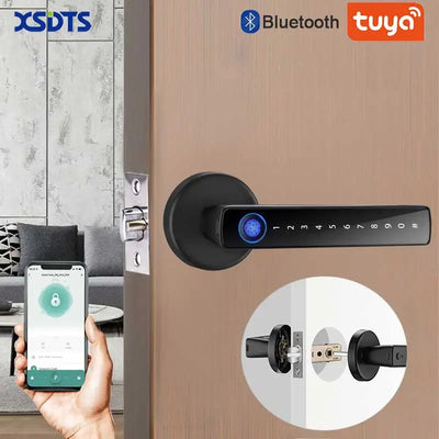 XSDTS Smart Door Lock Handle With Fingerprint Key card Digital Door Lock