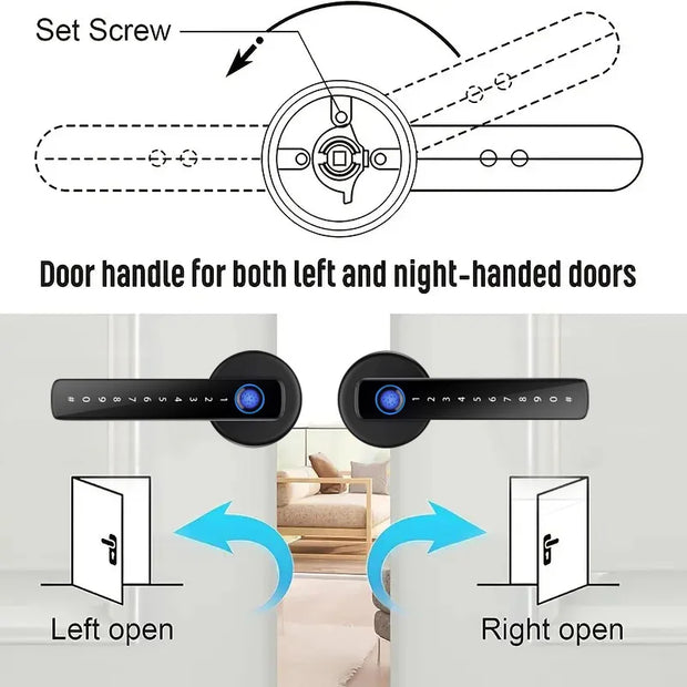 XSDTS Smart Door Lock Handle With Fingerprint Key card Digital Door Lock