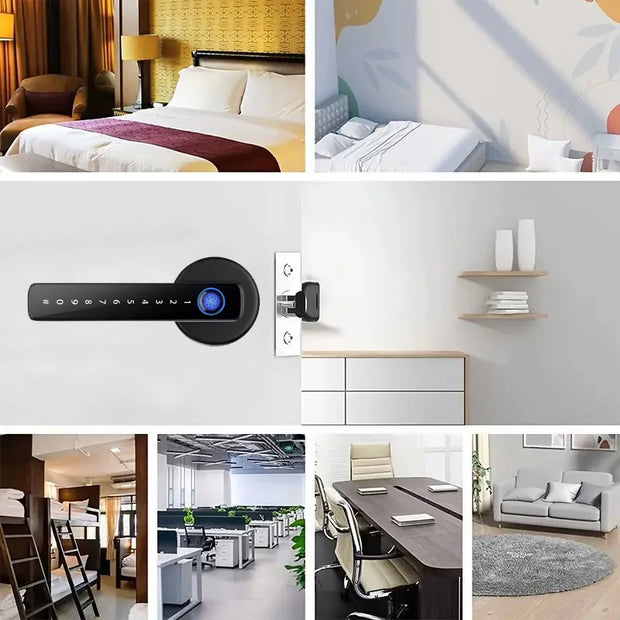 XSDTS Smart Door Lock Handle With Fingerprint Key card Digital Door Lock